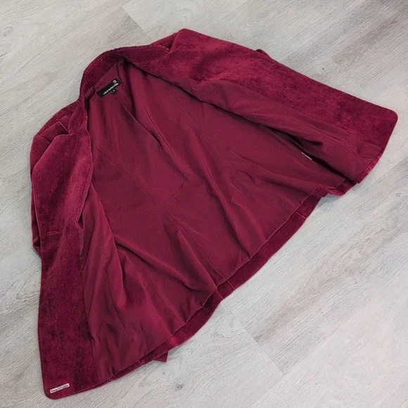 Laura Petites Burgundy Velvet Women's Blazer Size 12 - Picture 10 of 13